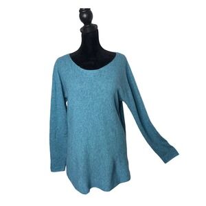 Max Studio 100% 2 Ply Cashmere Ribbed Texture Scoop Neck Sweater Womens‎ L